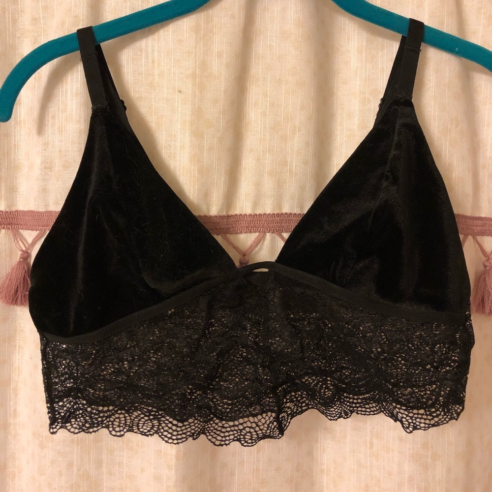 12th Tribe Black Velvet Bralette -Size L